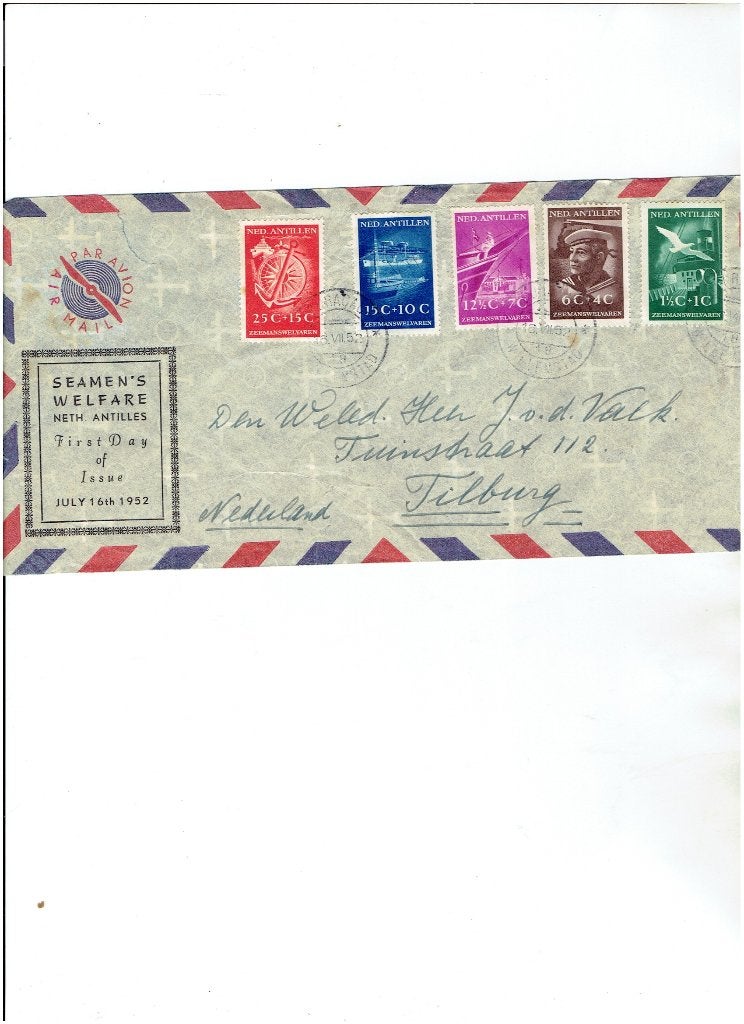 Nederlandse Antillen FDC 1952 seamens welfare, Ophalen of Verzenden