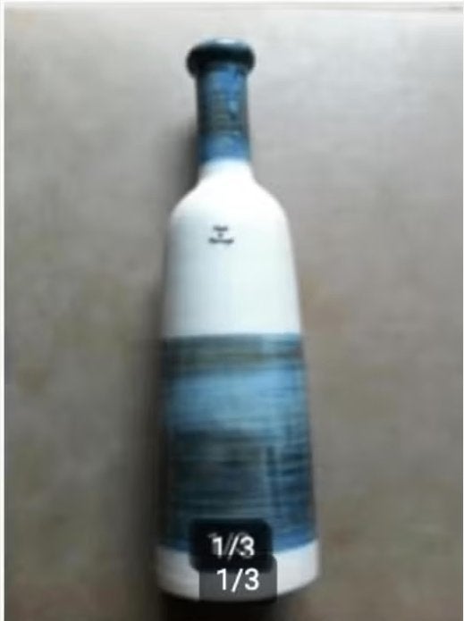 Vaas uit Portugal blauw Hoogte 35 cm, Blauw, 35 cm, Ophalen of Verzenden, Zo goed als nieuw
