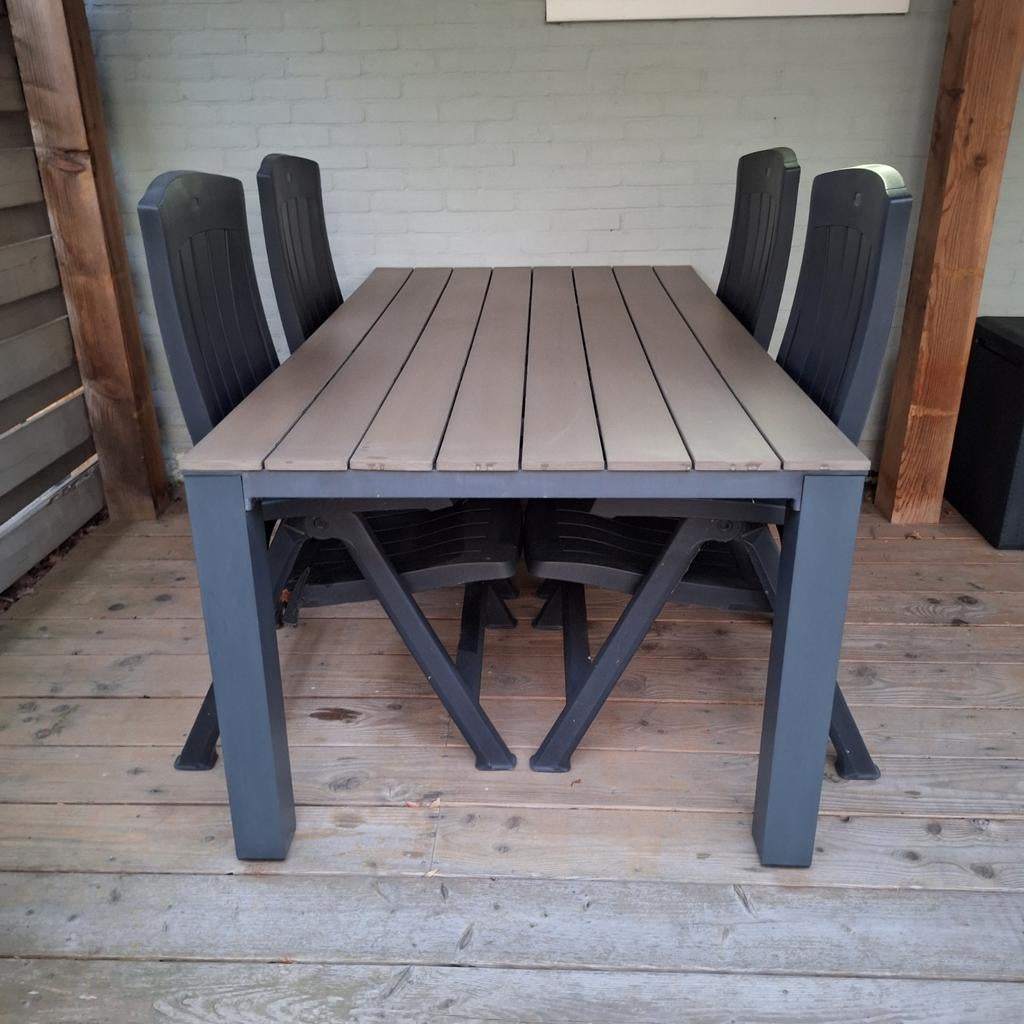 Tuinset met 4 stoelen, Ophalen, Gebruikt, Aluminium, 4 zitplaatsen