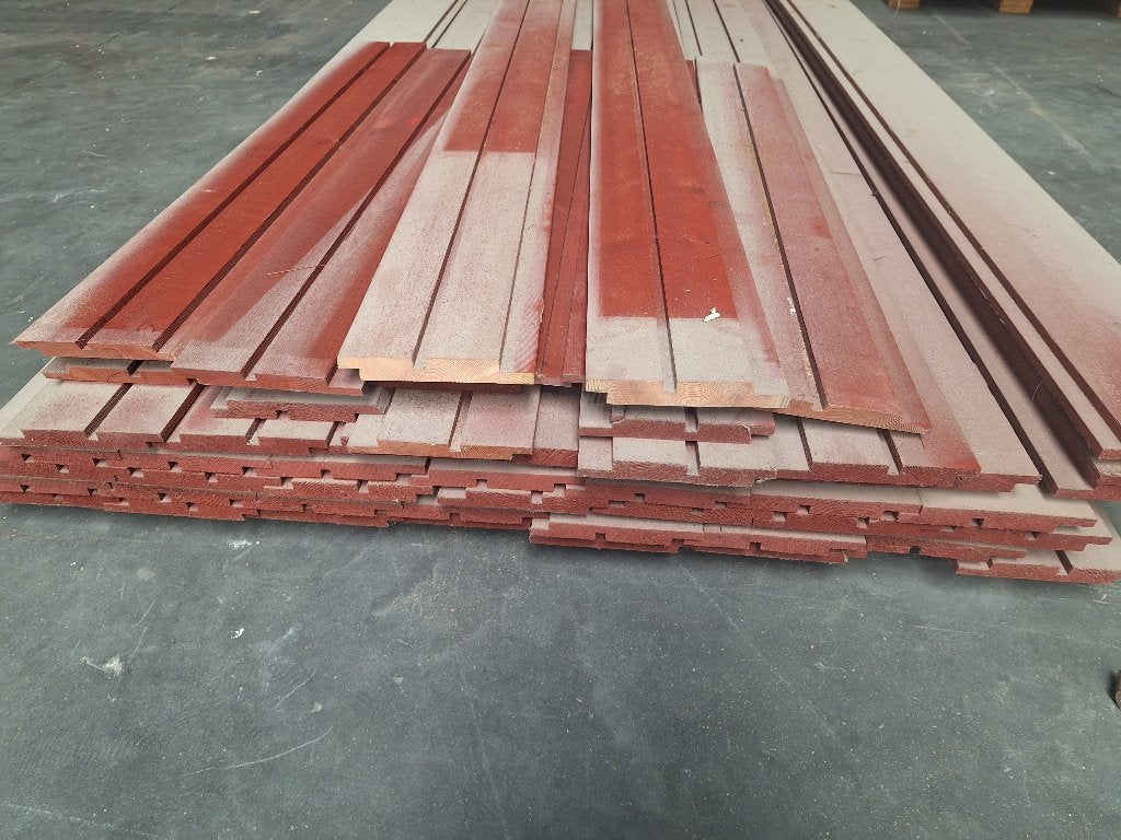 Gevelbekleding Channel siding Lava rood, Ophalen, Minder dan 25 mm, Grenen, Nieuw