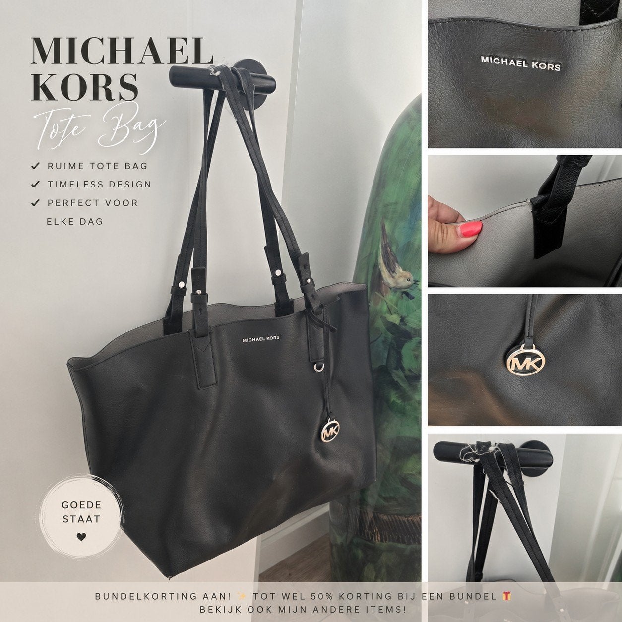 Michael Kors Tote Bag - Zwart, Ruim en Tijdloos Design, Sieraden, Tassen en Uiterlijk, Tassen | Damestassen, Verzenden, Gebruikt