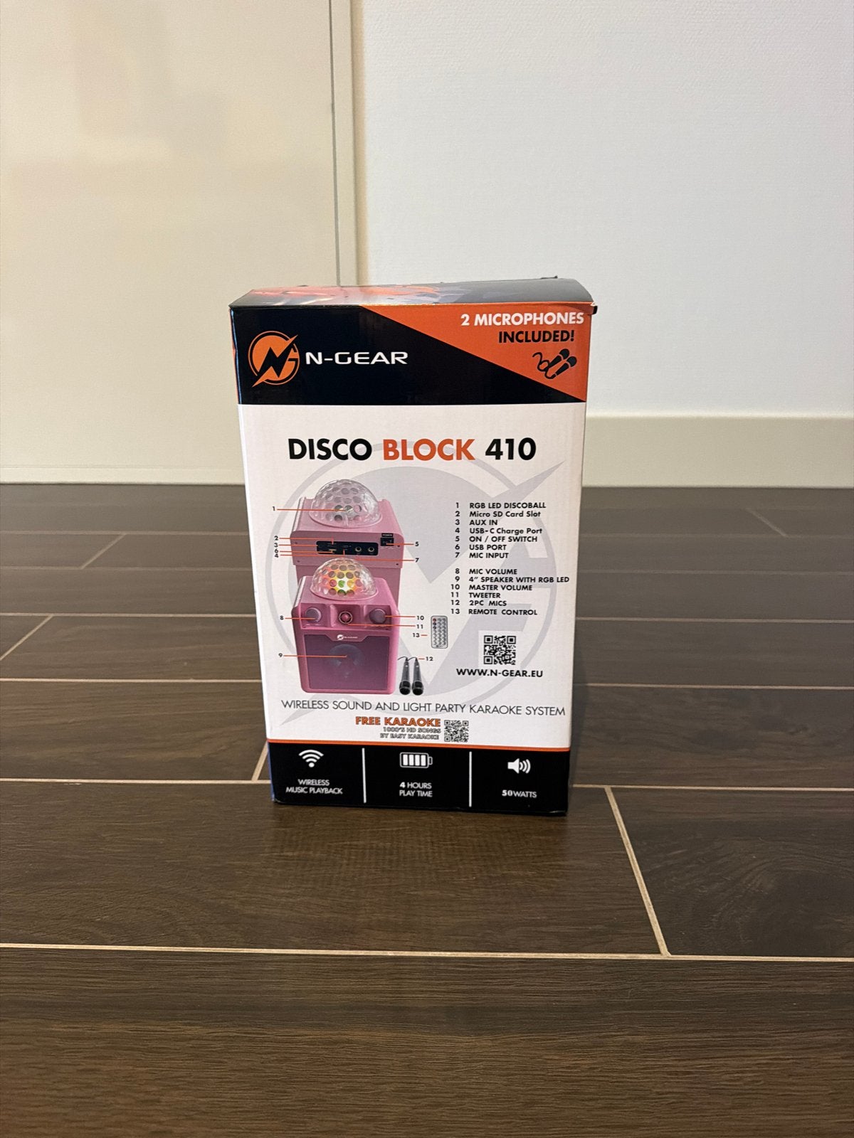 N-GEAR Disco Block 410 Karaoke Systeem met 2 Microfoons, Ophalen of Verzenden, Zo goed als nieuw, Complete set