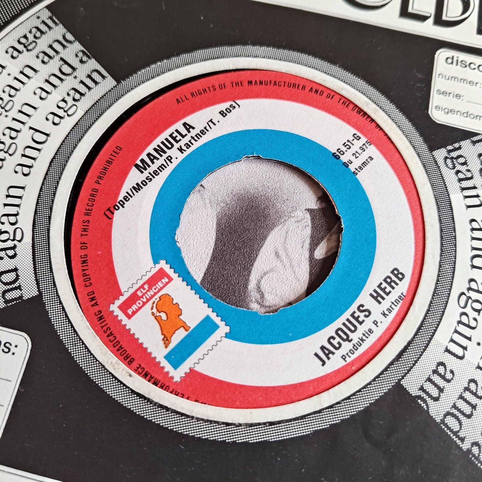 Jacques Herb - Manuela / Du 21.975 (7 inch vinyl single), Cd's en Dvd's, Gebruikt, 7 inch, Ophalen of Verzenden, EP