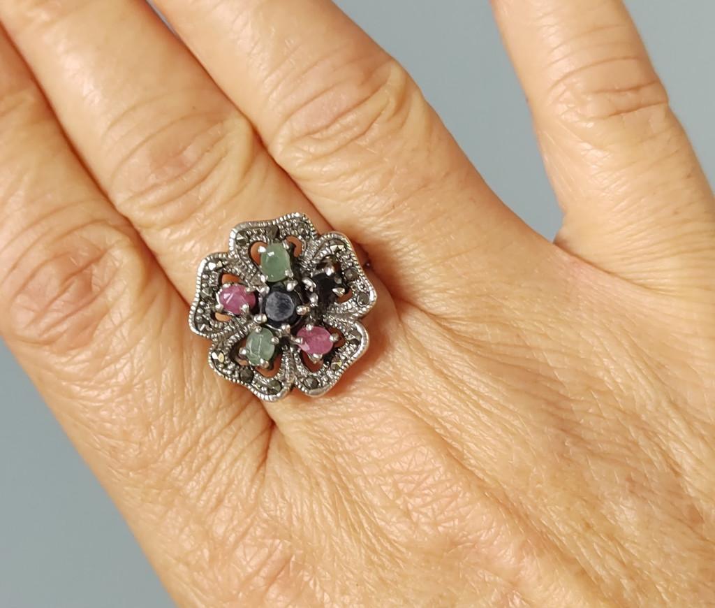 925 zilveren ring met natuurlijke Robijn, Smaragd, Saffier, O.T., Nieuw, Ophalen of Verzenden, Orientaltemptation@hotmail.com