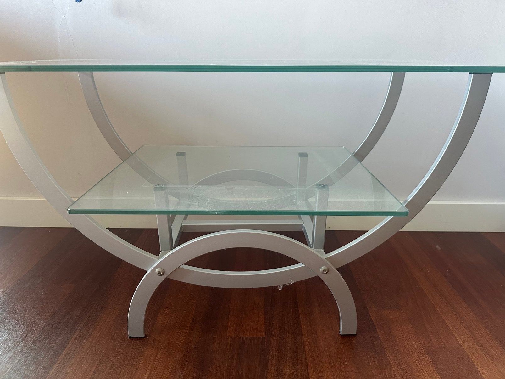 tv tafel 40/80 cm, Ophalen, 50 tot 100 cm, Zo goed als nieuw, Glas