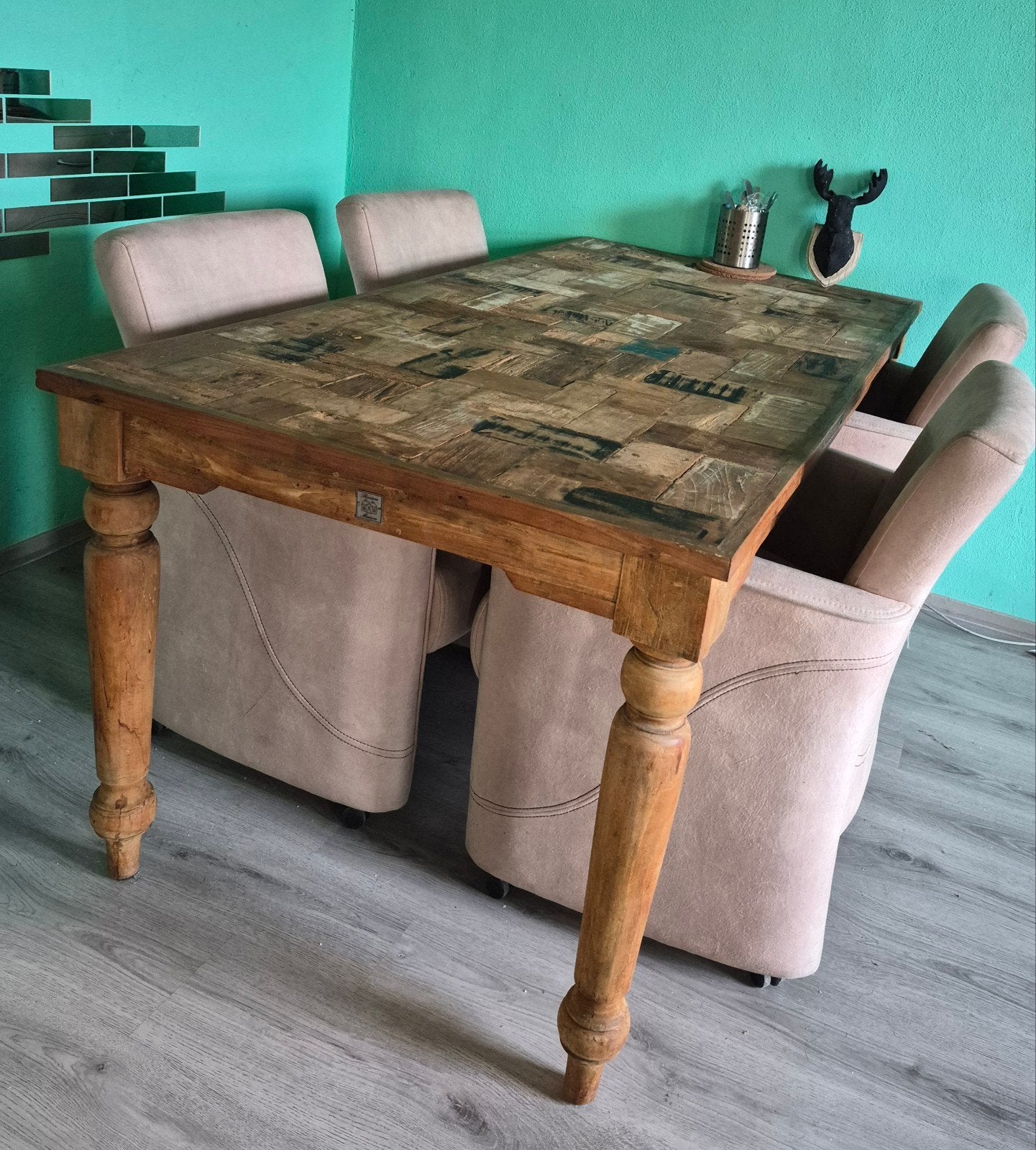 Eettafel, Ophalen, Indonesisch drijfhout, 50 tot 100 cm, Zo goed als nieuw