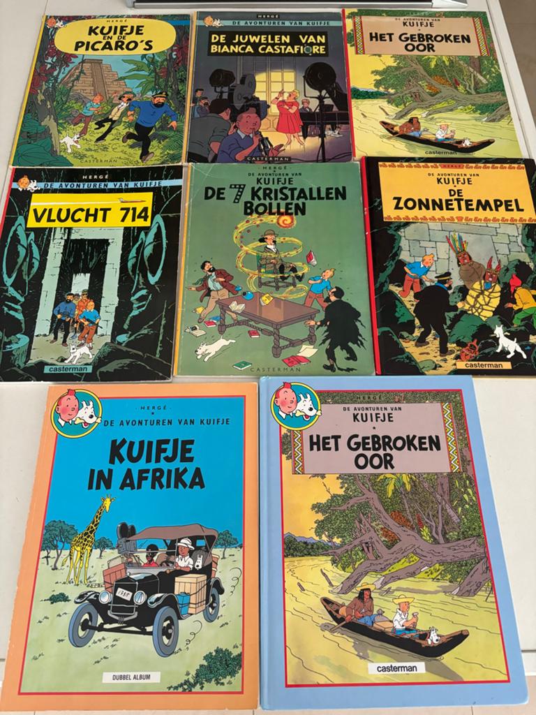 Herge Kuifje stripboeken collectie 8 albums met 10 titels!, Boeken, Meerdere stripboeken, Ophalen of Verzenden, Zo goed als nieuw