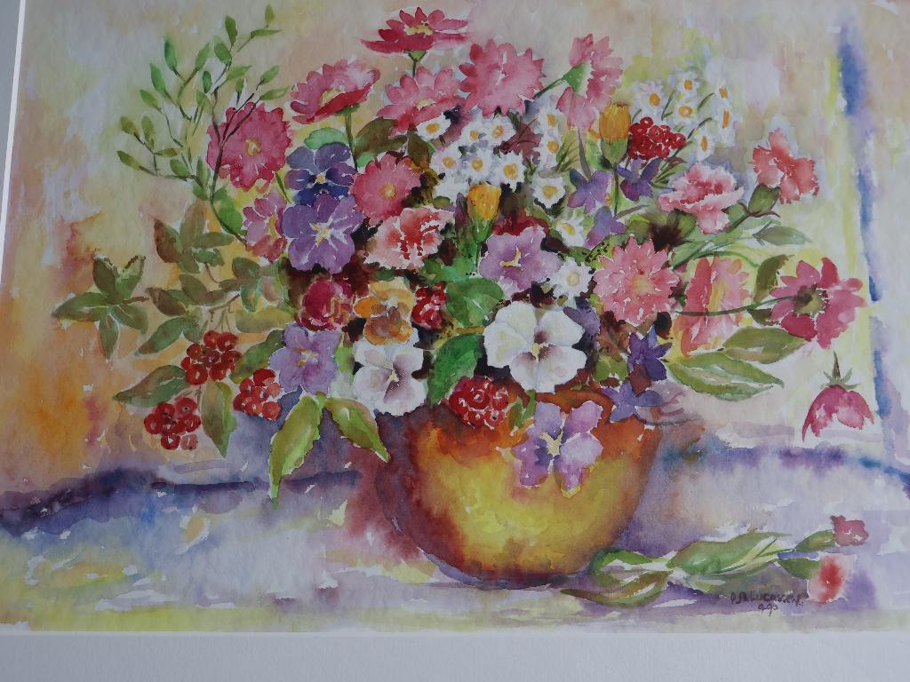 Prachtig bloemen aquarel van Piet Lucassen, Antiek en Kunst, Ophalen