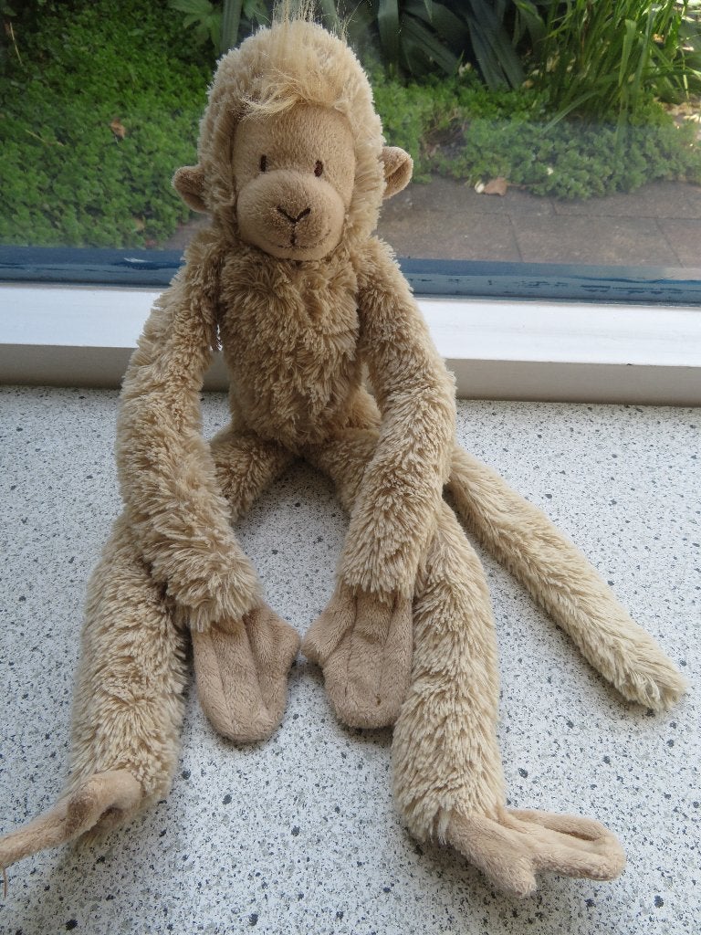 Aap Monkey merk Happy Horse beige meet ca 42 cm, Happy Horse, Ophalen of Verzenden, Zo goed als nieuw, Middelgroot (20 tot 80 cm)