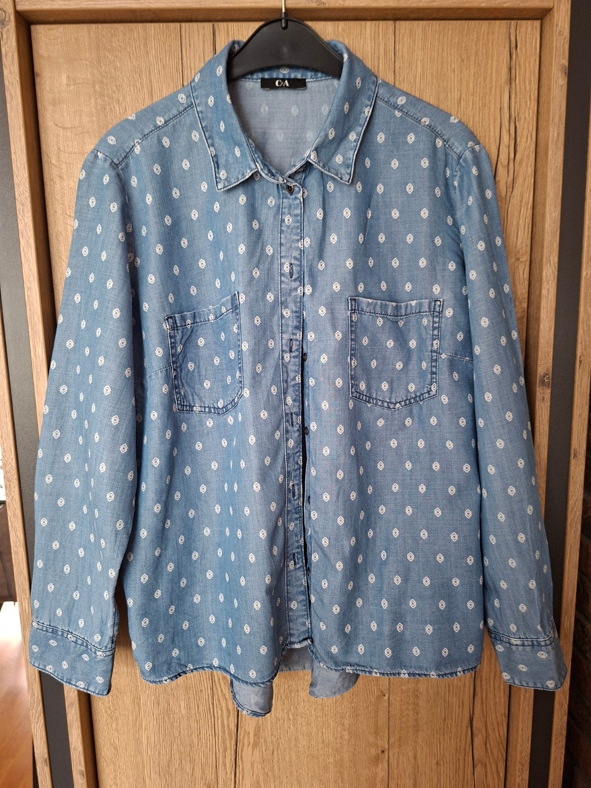 C&A spijkerblouse met patroon, maat 44, Blauw, Maat 42/44 (L), Ophalen of Verzenden, Zo goed als nieuw