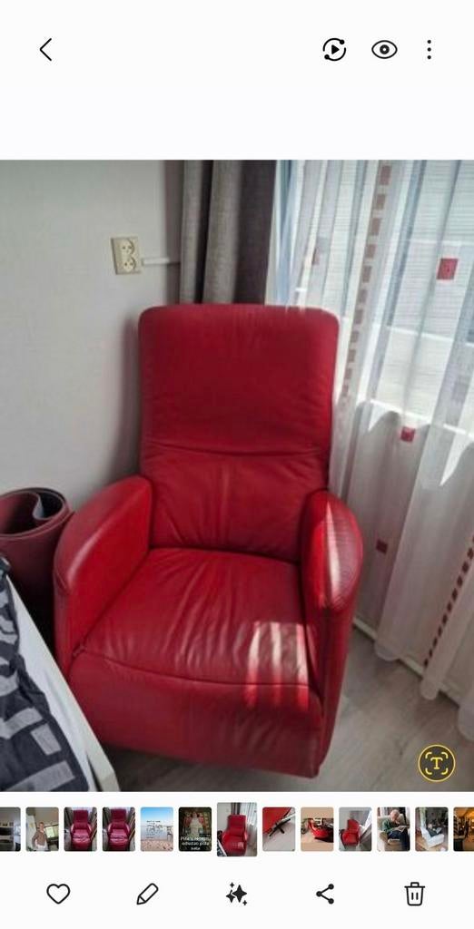 Mooie rode leren fauteuil, Gebruikt, Leer, Ophalen of Verzenden, Eén