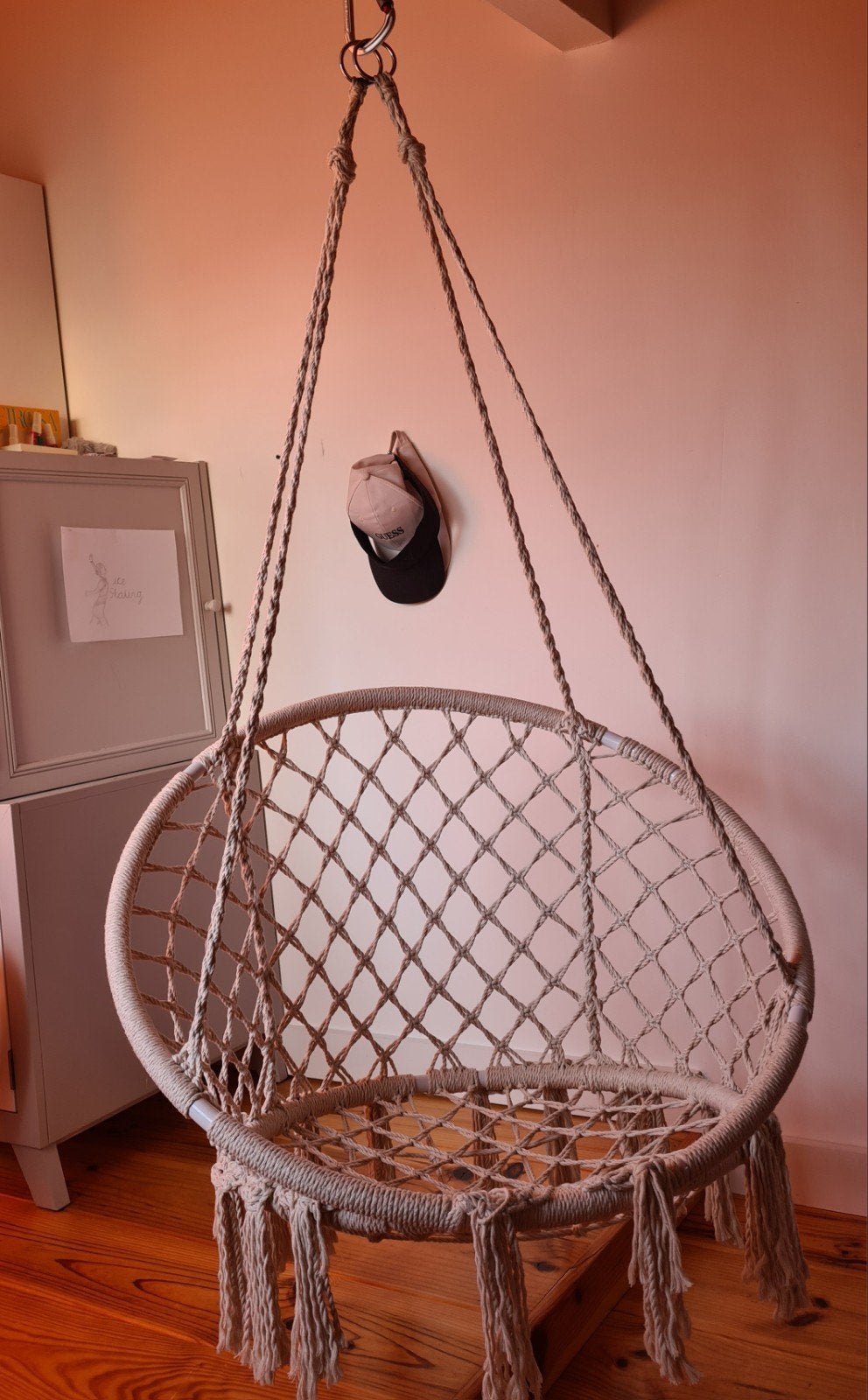 Comfortabele Macramé Hangstoel - Beige, Ophalen, Overige kleuren, Bohemian, Zo goed als nieuw