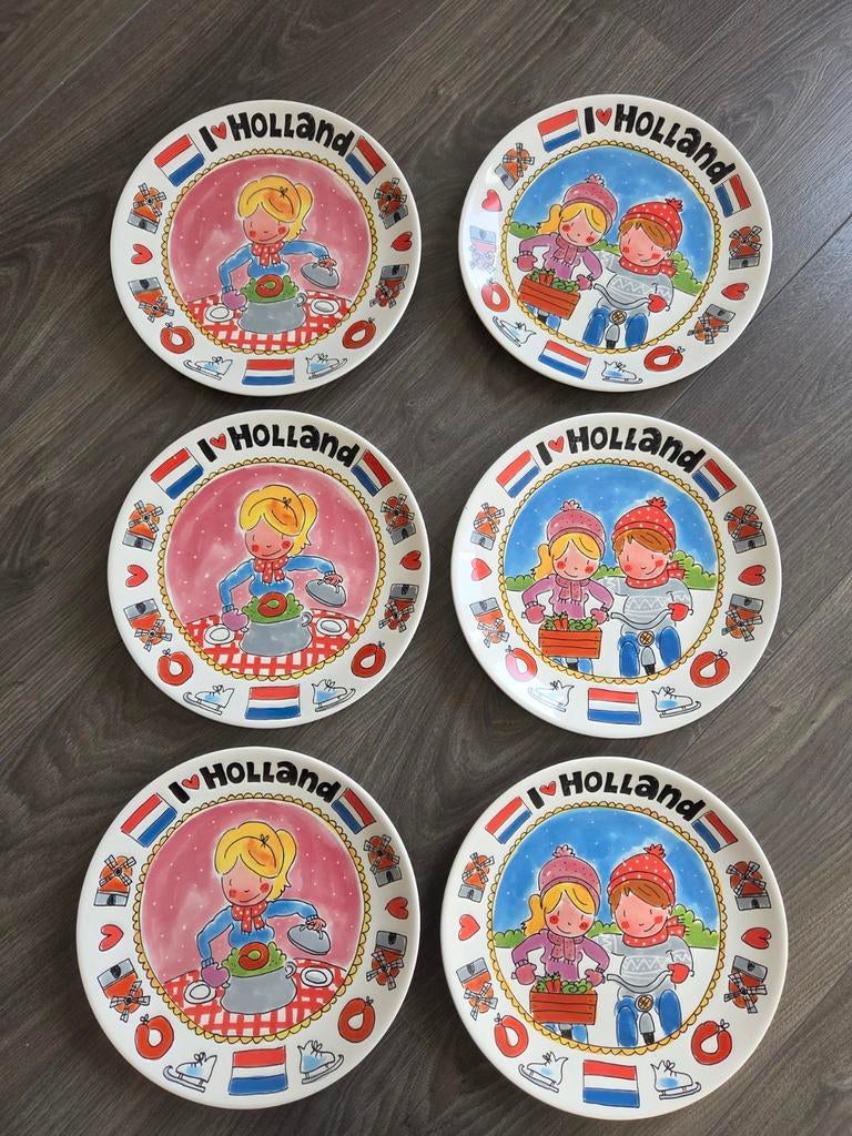 6x I Love Holland borden Blond Amsterdam stijl, Huis en Inrichting, Keuken | Servies, Blond Amsterdam, Keramiek, Nieuw, Ophalen of Verzenden