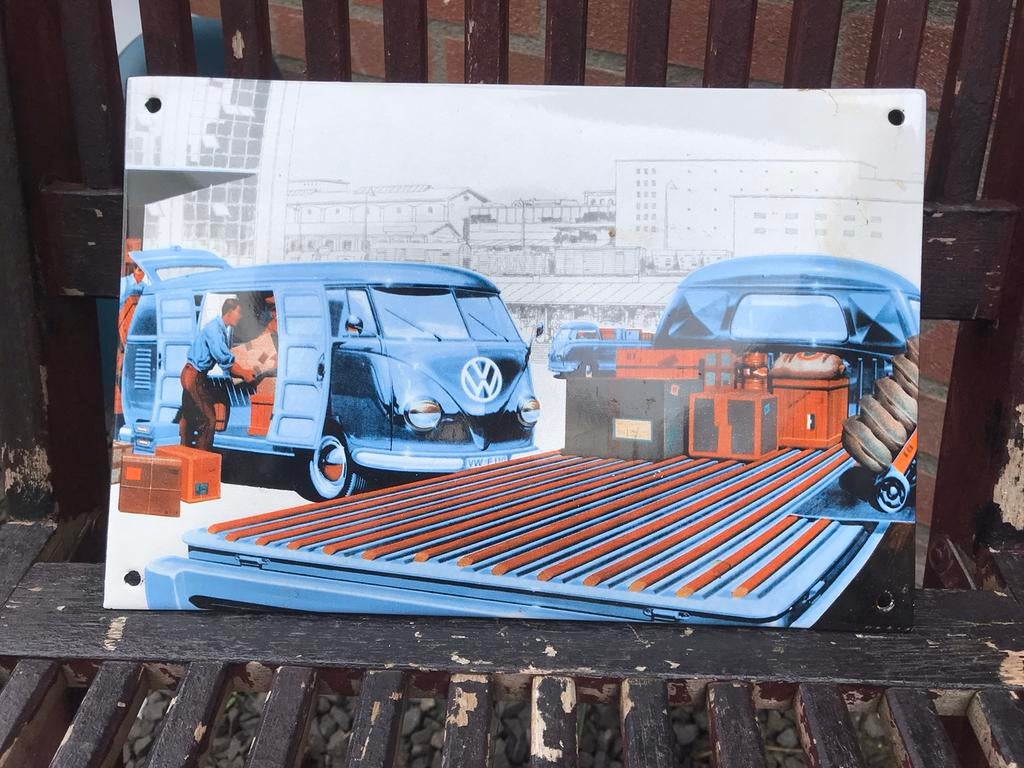 VW T1 Bus emaille reclamebord, Ophalen of Verzenden, Zo goed als nieuw, Reclamebord