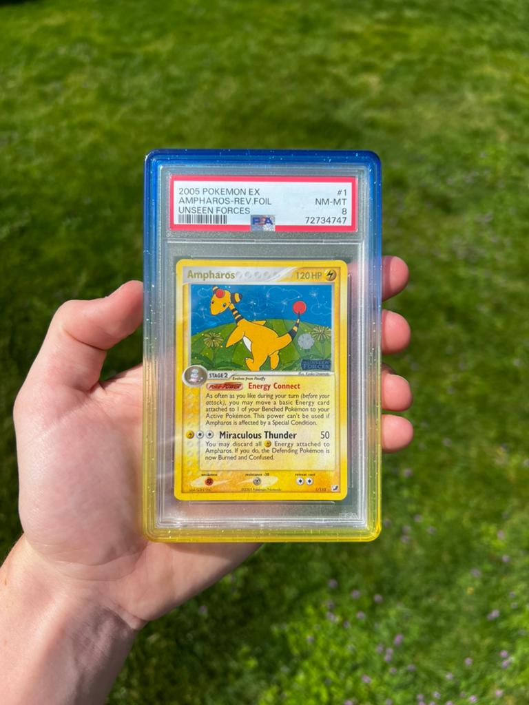 Ampharos 1 Reverse Holo Pokemon Kaart PSA 8, Ophalen of Verzenden, Nieuw, Losse kaart, Foil