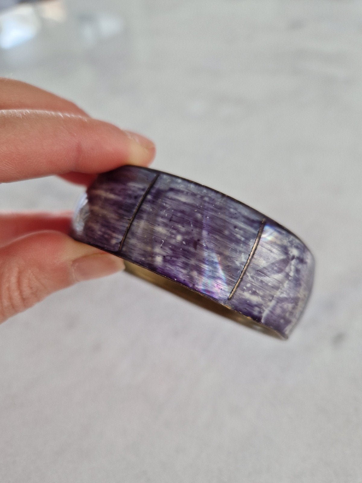 Vintage parelmoer bangle armband, Ophalen of Verzenden, Zo goed als nieuw, Overige materialen