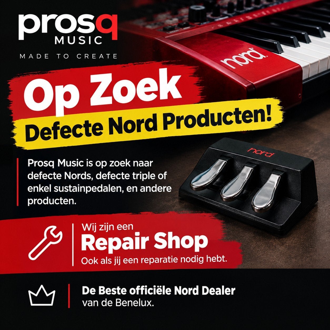 Defecte Nord Producten gezocht / Nord Dealer met Repairshop, Muziek en Instrumenten, Nord Keyboards, Box 765, 172 26 Sundbyberg, Zweden