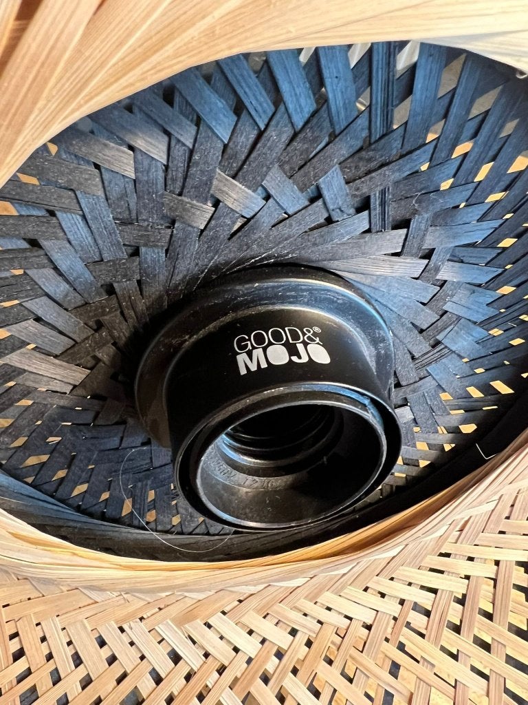 GOOD&MOJO Kalimantan Wandlamp Rond 44cm - Naturel, Ophalen, Met schakelaar, Natuurlijk materiaal, Zo goed als nieuw