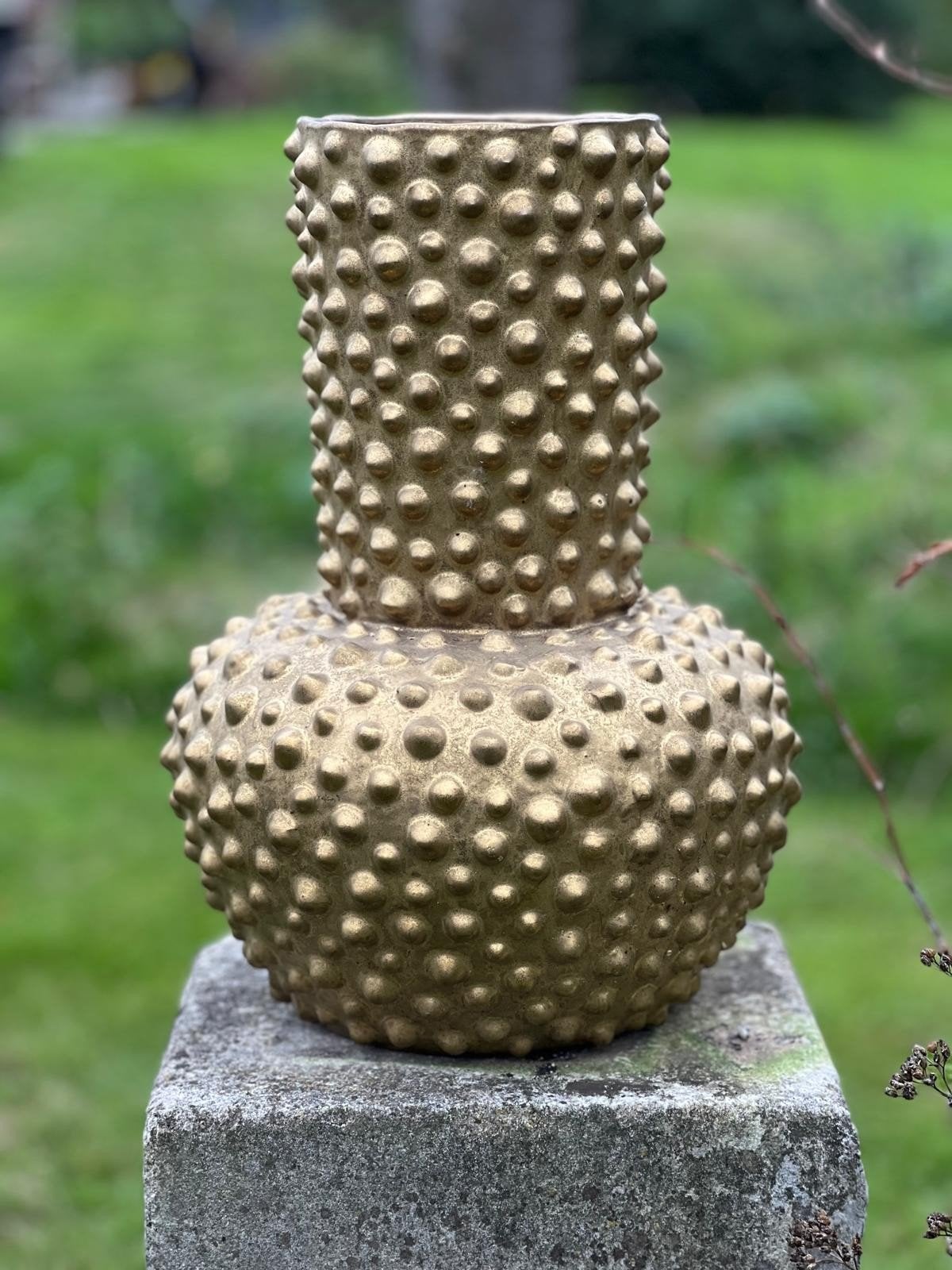 Gouden Vaas met Noppen - Royale Maat, Ophalen of Verzenden