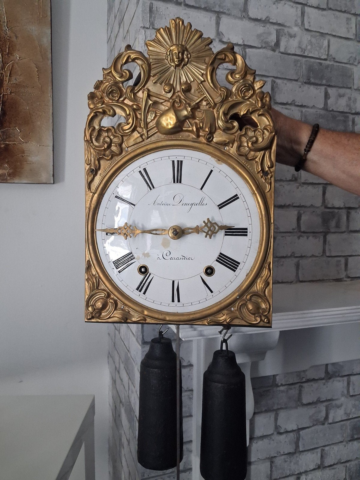 Antieke Franse Comtoise Klok 'Zonnetje' 1860-1880, Antiek en Kunst, Ophalen of Verzenden