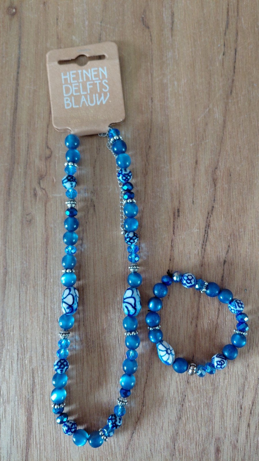 Heinen delfts blauwe  ketting en  Armband NIEUW, Ophalen, Nieuw, Blauw