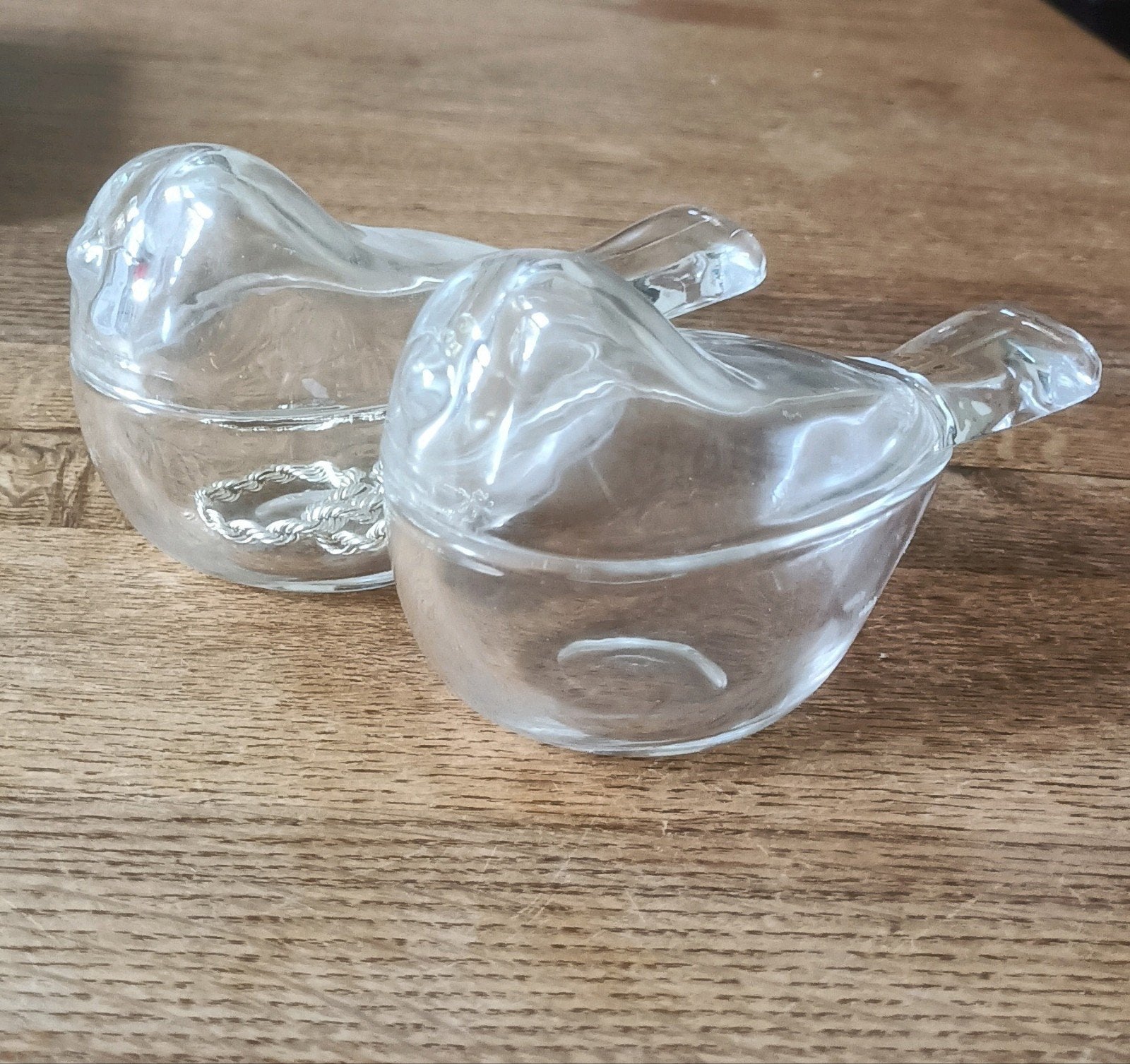 2 glazen bakjes vogelvorm voor bv sieraden, Ophalen of Verzenden, Rond, Glas