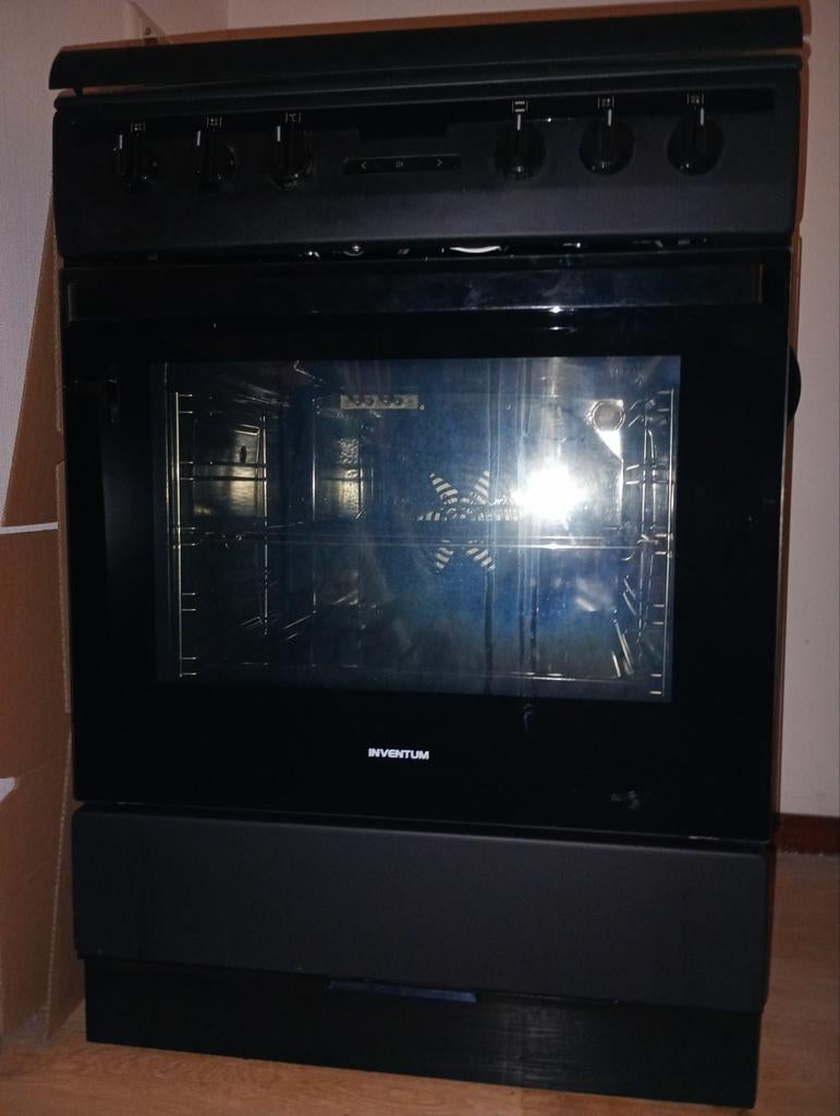 Inventum elektrische gasfornuis, Witgoed en Apparatuur, Ophalen, 60 cm of meer, Zo goed als nieuw, Oven met grill