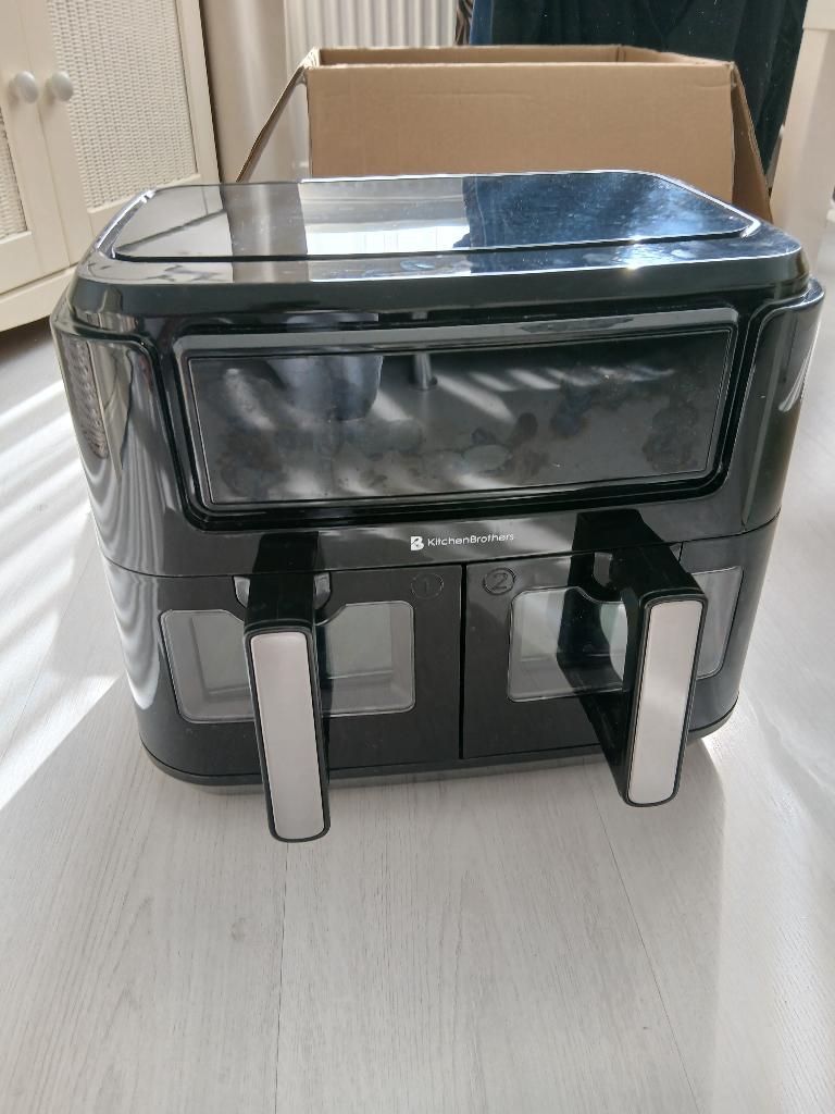 KitchenBrothers Dubbele Airfryer 9 L ZGAN, Ophalen, Zo goed als nieuw, Airfryer, 1500 gram of meer
