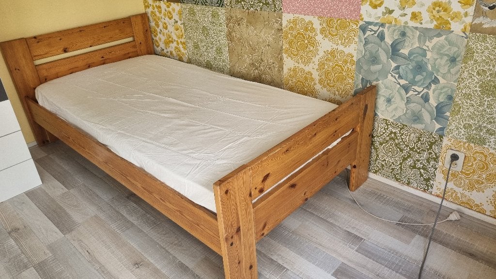 twijfelaar, Huis en Inrichting, Slaapkamer | Bedden, Ophalen, Gebruikt, Bruin, 210 cm