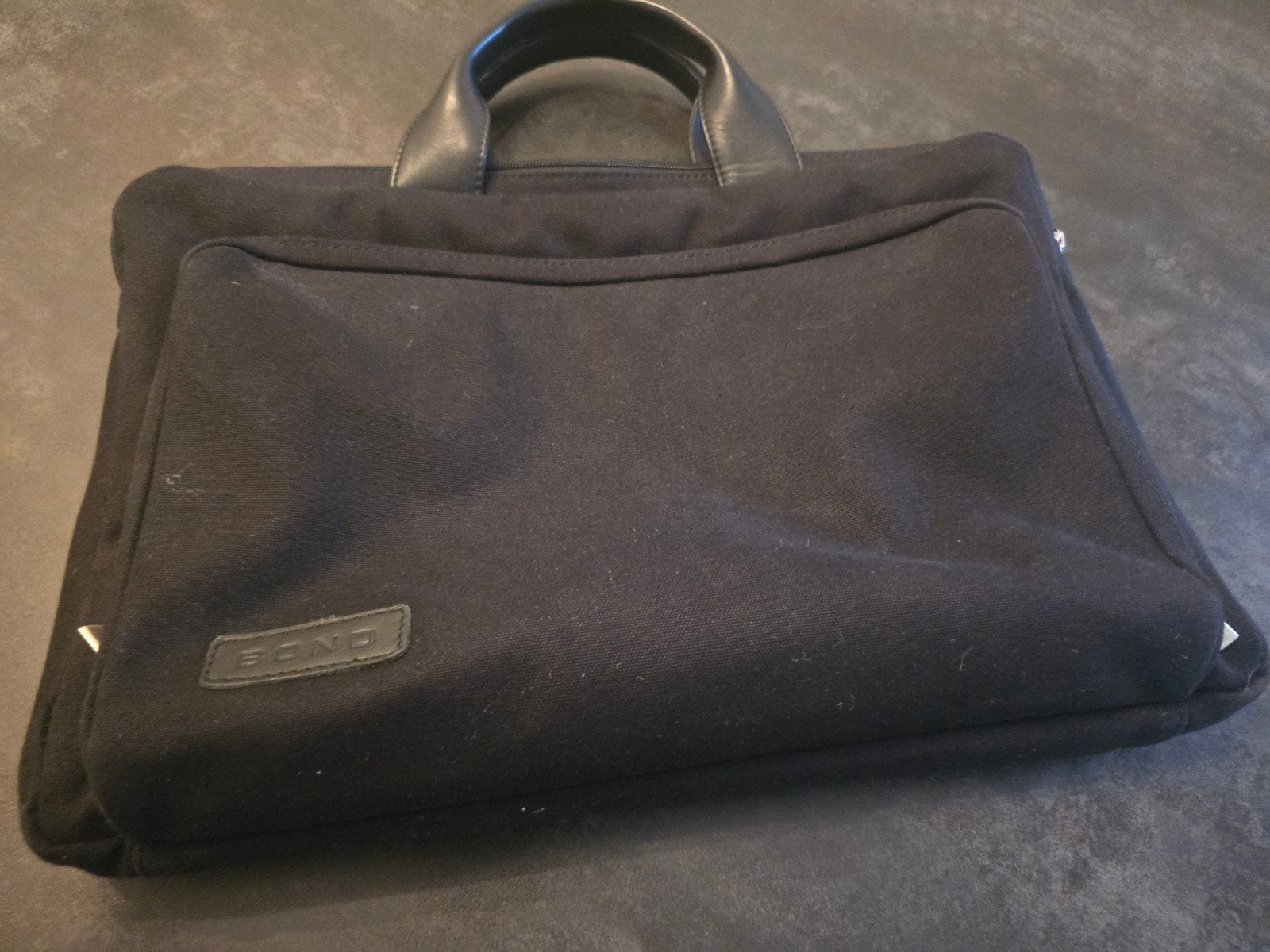 Zwarte canvas tas 40x25x4cm met zijvakken, Ophalen, Gebruikt