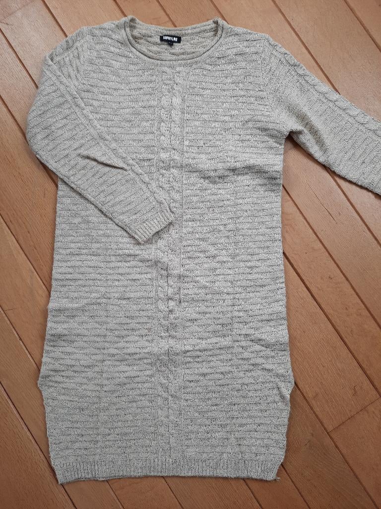 Sophyline gebreide jurk zand grijs  mêlee maat M/L, Maat 38/40 (M), Beige, Ophalen of Verzenden, Zo goed als nieuw