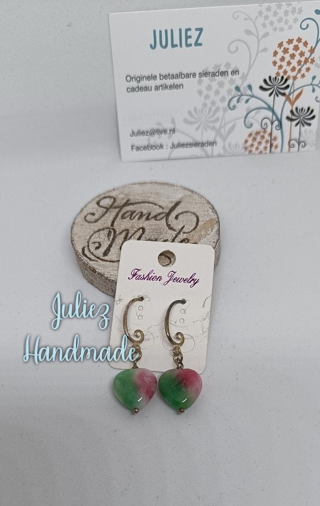 Op=op Aparte natuurstenen oorbellen Juliez handmade, Overige materialen, Hangers, Overige kleuren, Nieuw