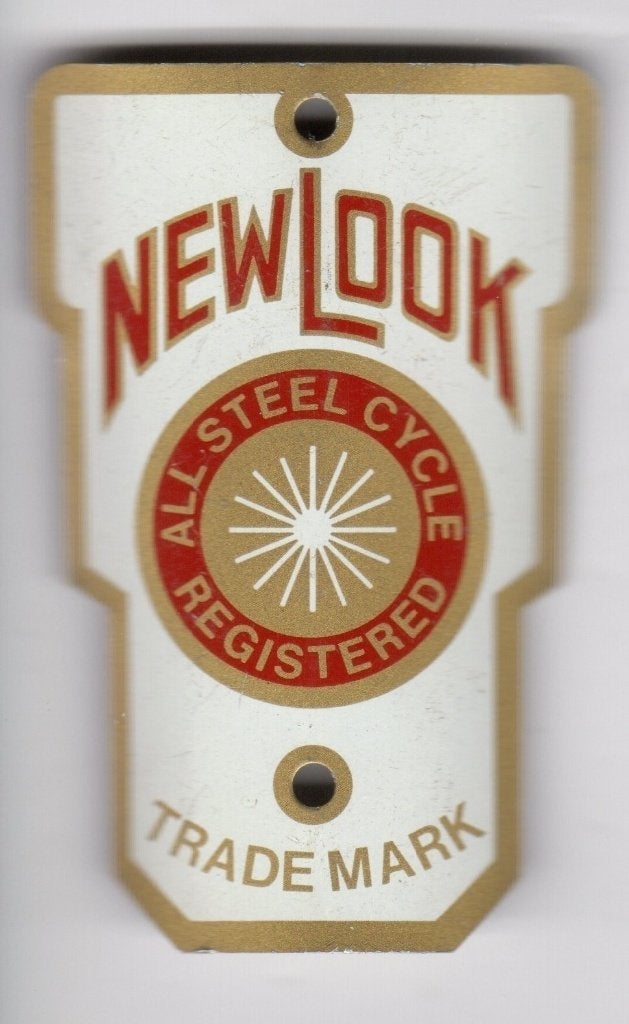 BALHOOFDPLAATJE NEW LOOK ALL STEEL REGISTERED CYCLE RIJWIELE, Ophalen of Verzenden