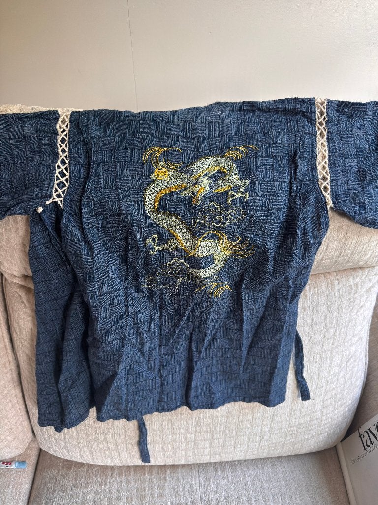 Jinbei Japanse kinderkimonojas met draak, maat 120, Overige typen, Jongen of Meisje, Ophalen of Verzenden, Zo goed als nieuw