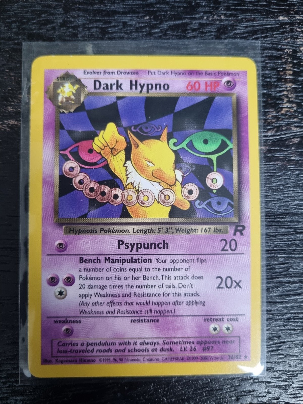 Dark hypno 26/82 team rocket , rare * € 20, Ophalen of Verzenden, Zo goed als nieuw, Losse kaart