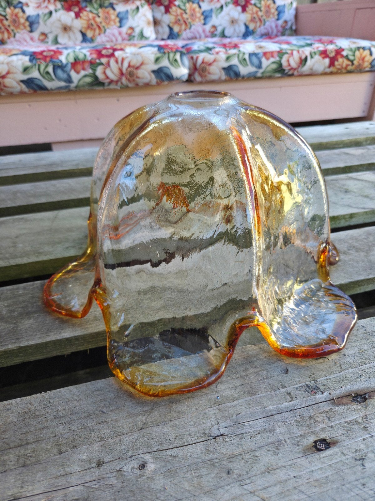 Vintage glazen lampenkap, Gebruikt, Overige kleuren, Overige vormen, Minder dan 25 cm