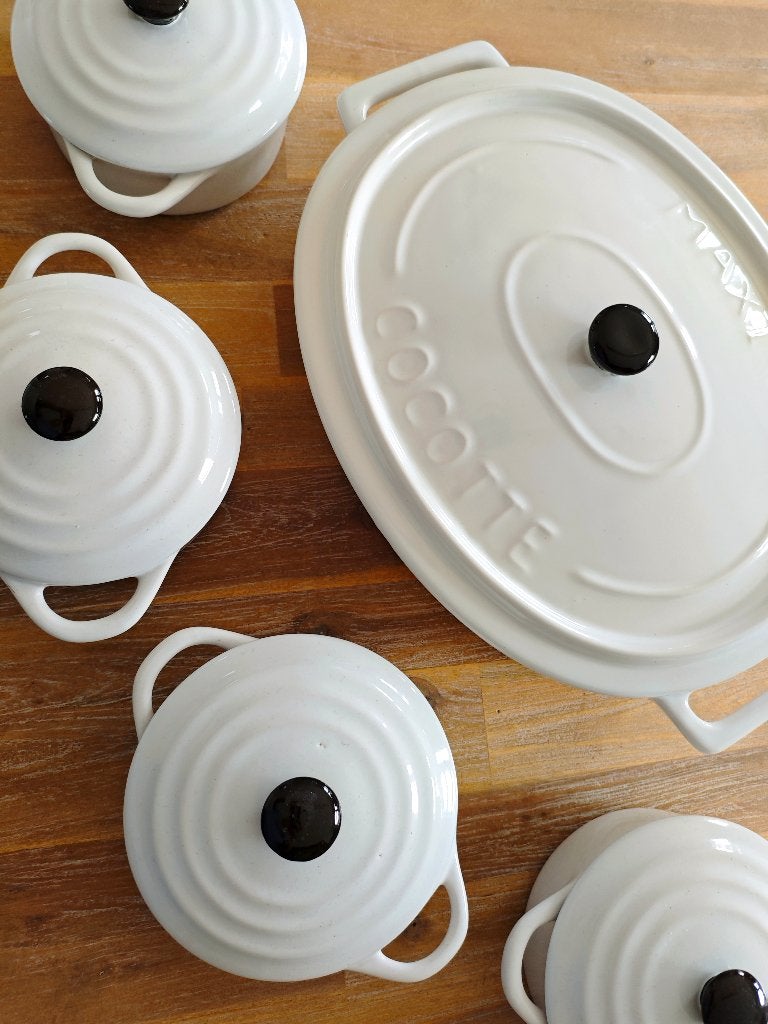 Ovenschaal + mini pannetjes, met deksel, Huis en Inrichting, Keuken | Potten en Pannen, Ophalen of Verzenden, Gebruikt, Overige materialen
