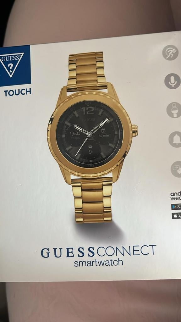Gues connect Smartwatch, Sieraden, Tassen en Uiterlijk, Horloges | Dames, Zo goed als nieuw, Guess, Staal, Ophalen of Verzenden