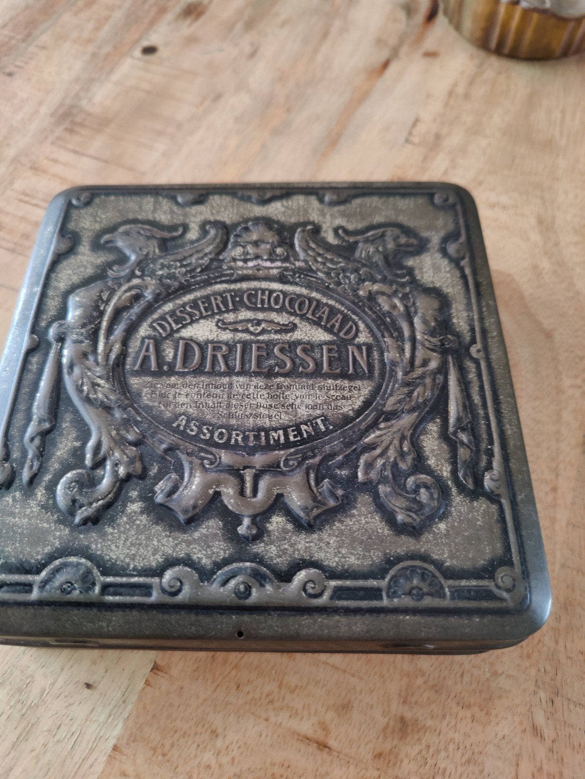 Antieke Dessert Chocolade Blikken Doos A. Driessen, Ophalen of Verzenden