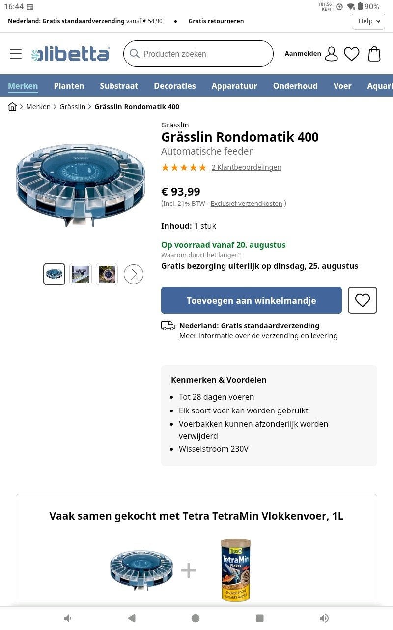 professionele vis feeder, Ophalen, Zo goed als nieuw