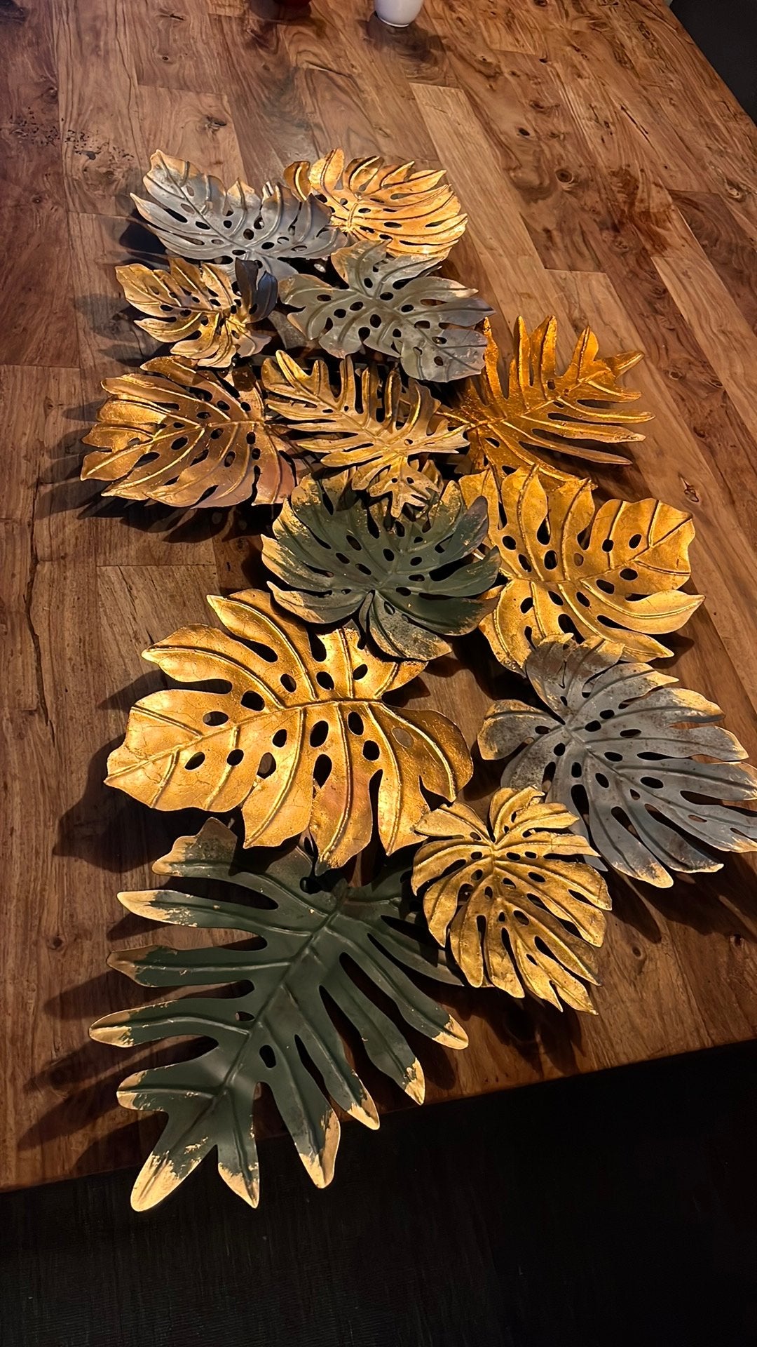 Wanddecoratie bladeren van metaal, Ophalen, Metaal, Gebruikt, Decoratieobject