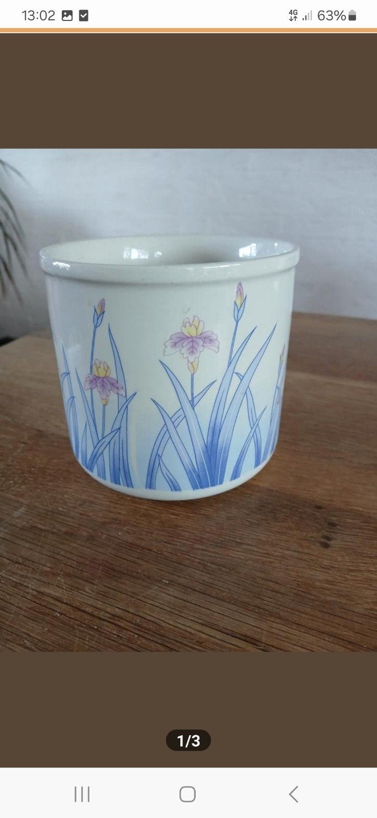 Vintage bloempot, Tuin en Terras, Bloempotten, Rond, Ophalen of Verzenden, Aardewerk, Minder dan 40 cm