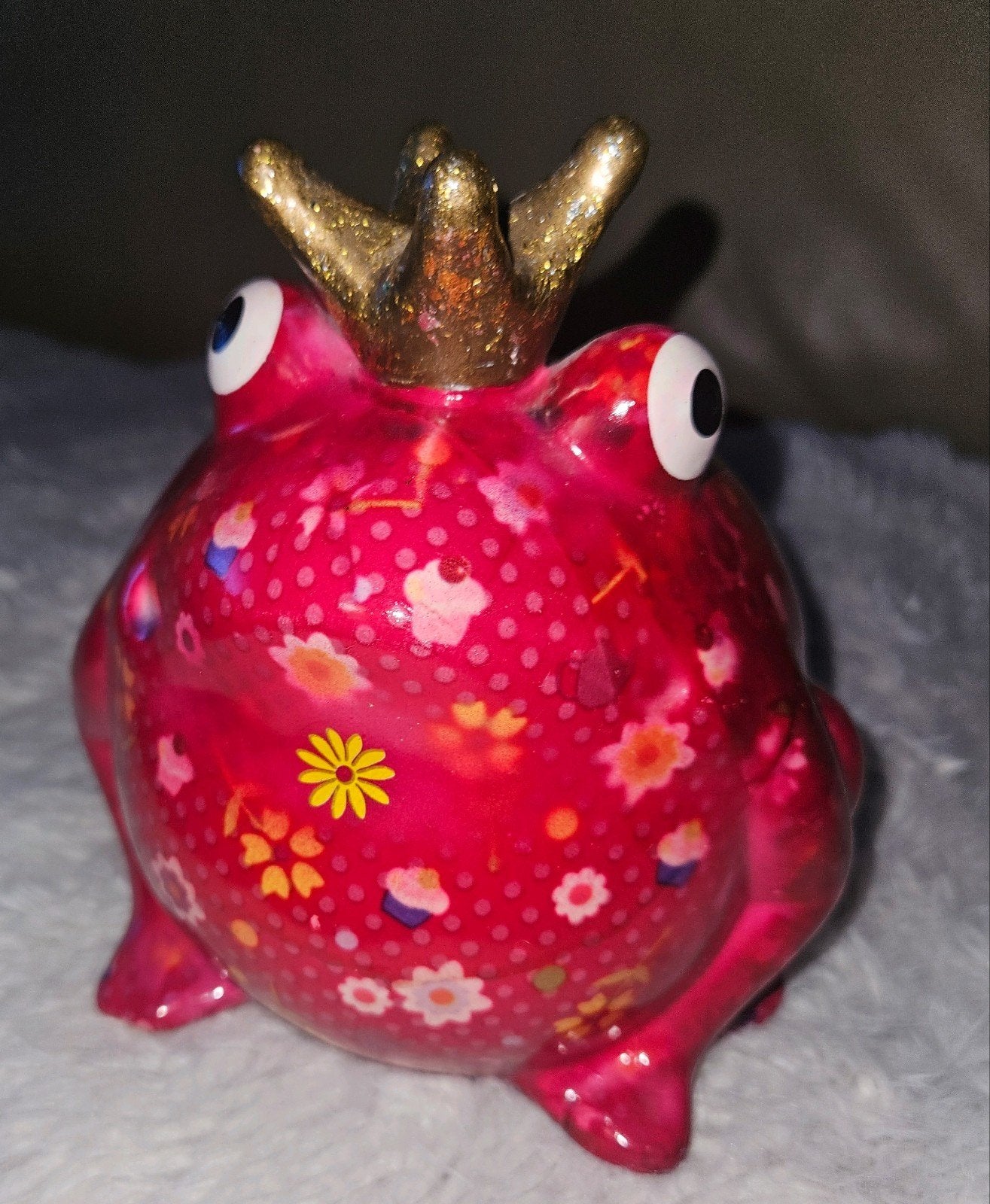 Pomme-pidou spaarpot kikker met kroon, Ophalen of Verzenden, Gebruikt, Dier