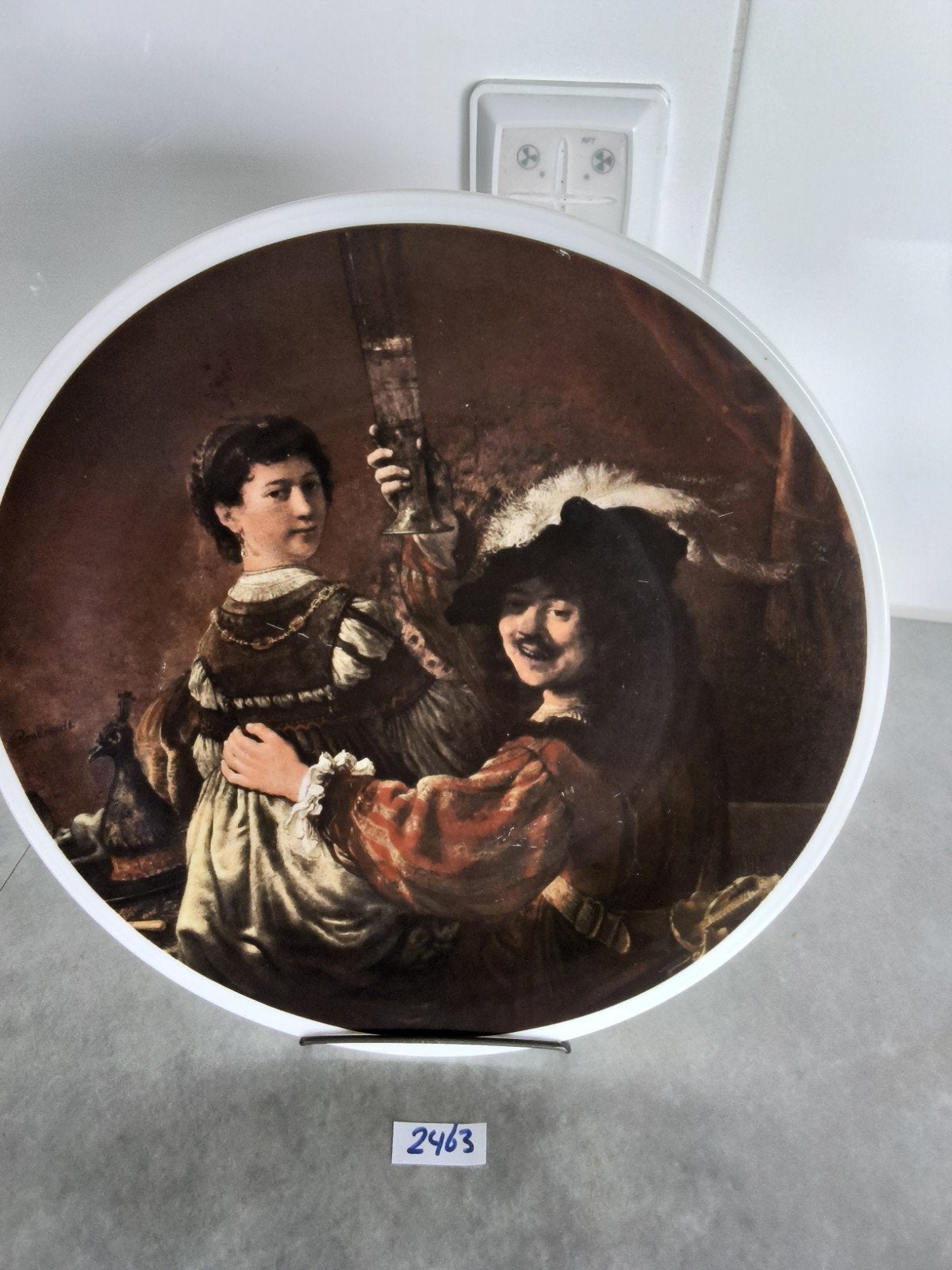 porseleinen Bord Rembrandt en Saskia, Antiek en Kunst, Ophalen of Verzenden