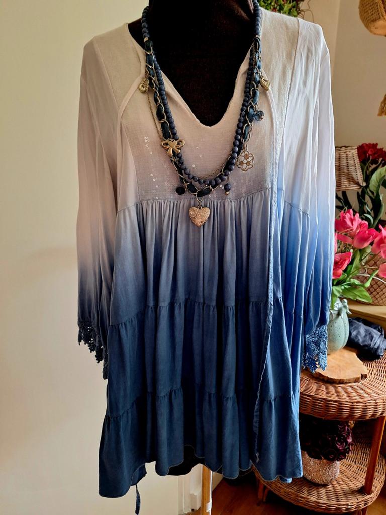 Tuniek maat m l ibiza boho style, Ophalen of Verzenden, Zo goed als nieuw, Blauw