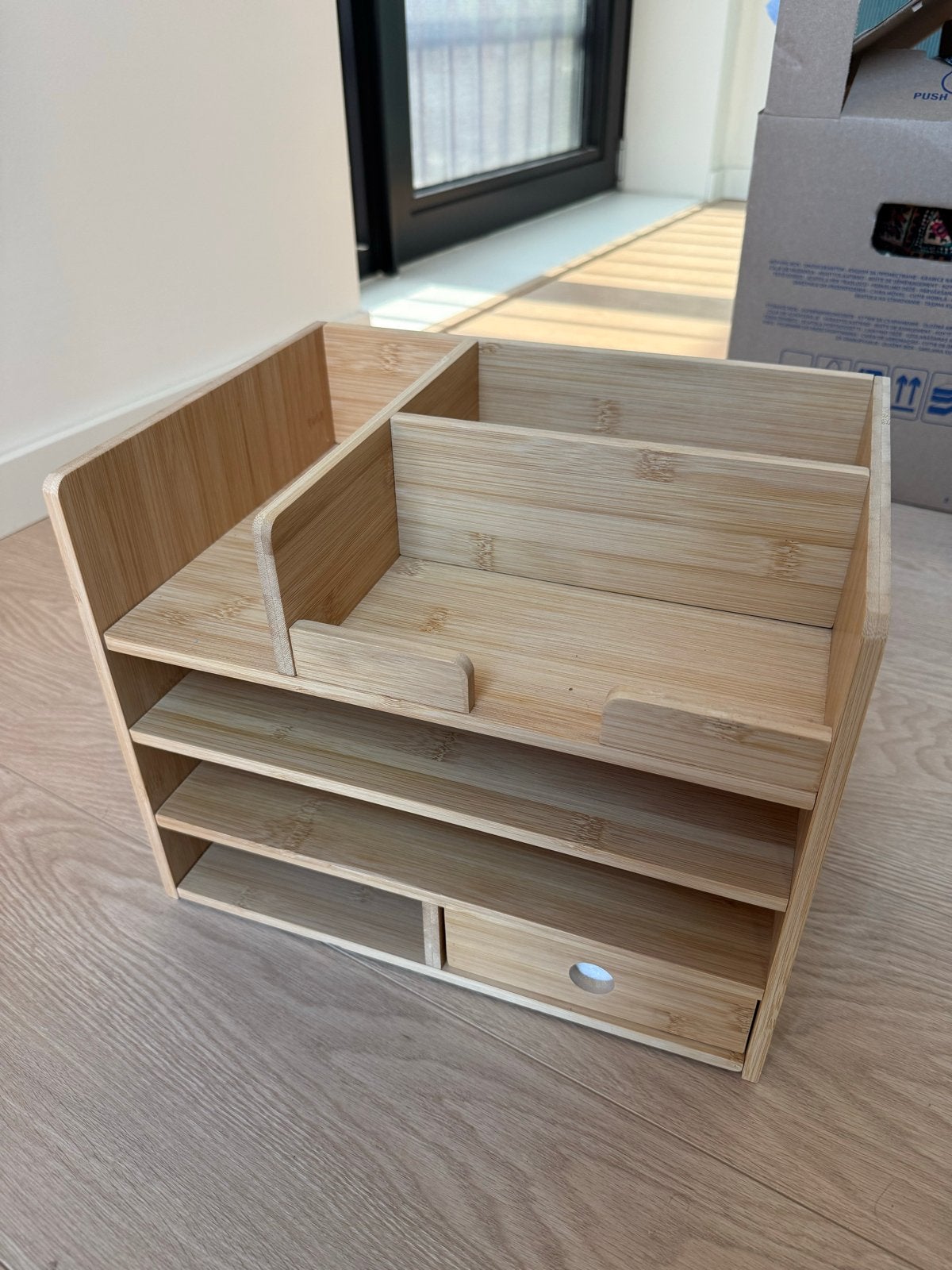 Desk Organizer Bamboo with Paper Trays & Drawer, Ophalen, Zo goed als nieuw