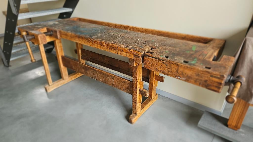 Houten timmermans werkbank, Ophalen, Gebruikt, 170 cm of meer, Bankschroef