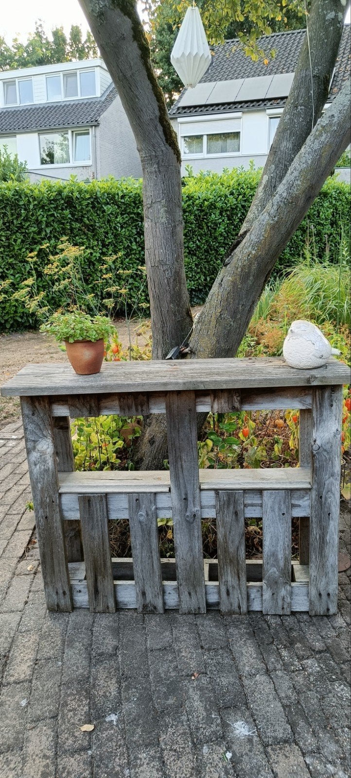 2x Houten plantenrek / sidetable voor in de  tuin, Ophalen of Verzenden, 25 tot 50 cm, Rechthoekig
