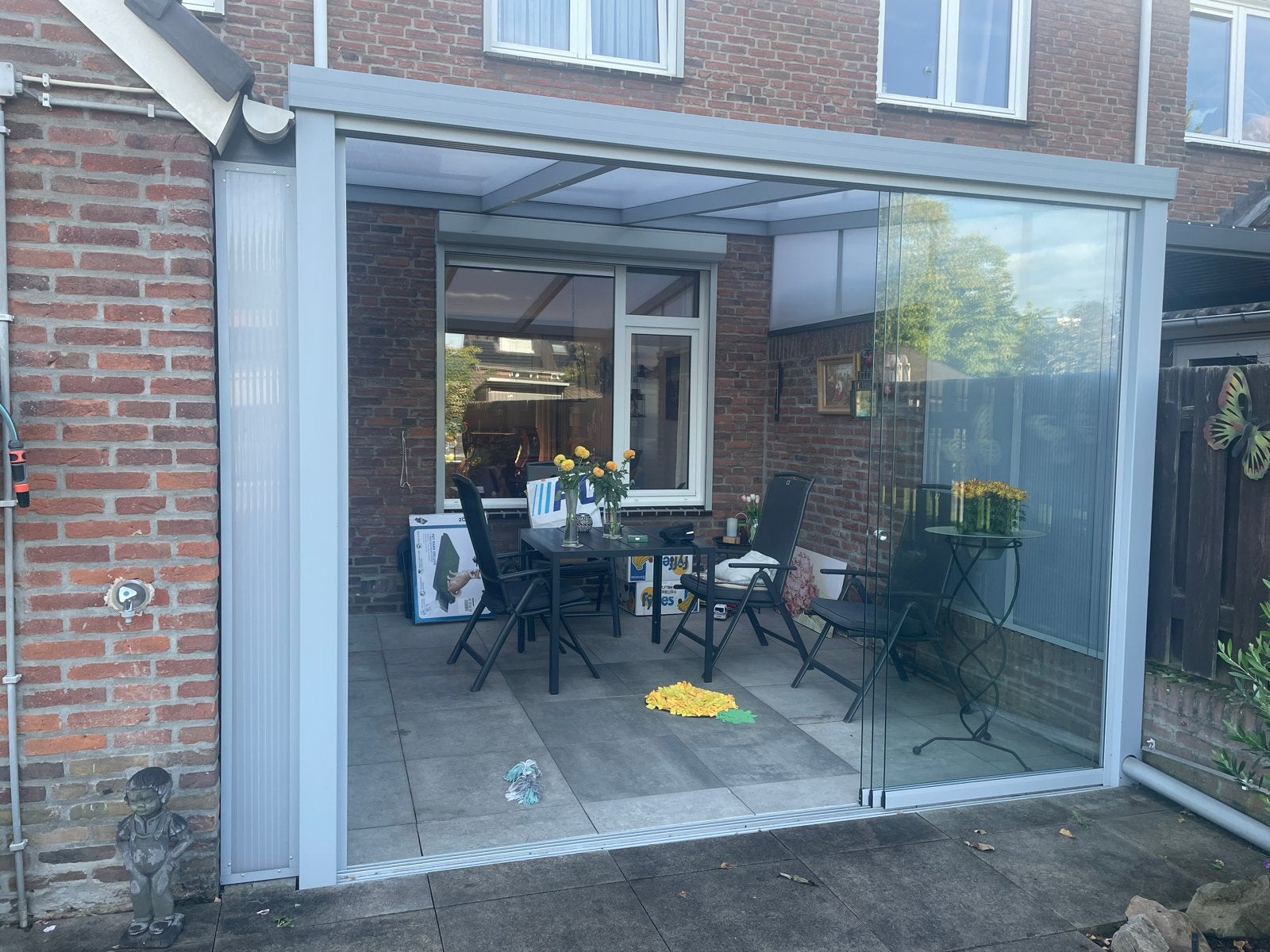 Veranda op maat met glazen schuifwand en spots, Ophalen, Zo goed als nieuw, Veranda