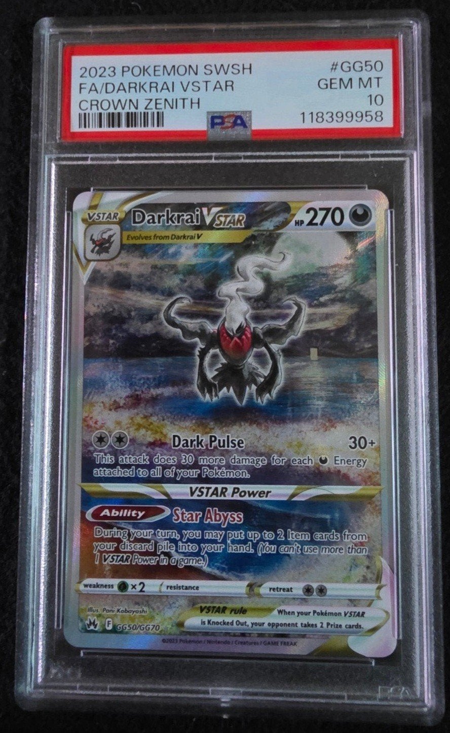 Darkrai vstar GG50 PSA 10  - Pokemon kaart, Ophalen of Verzenden, Zo goed als nieuw